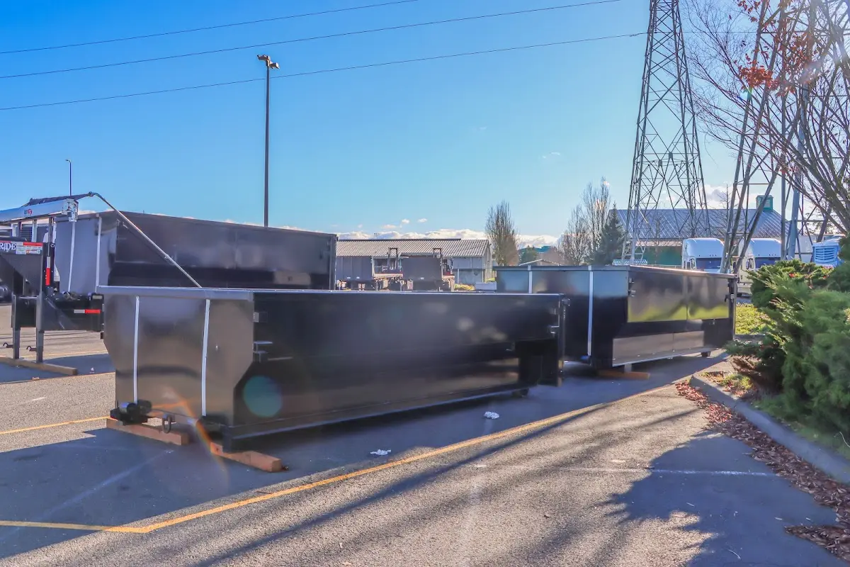 Roll-off dumpster ready for waste disposal at job site for Estate Cleanout Dumpster Rental in North Miami